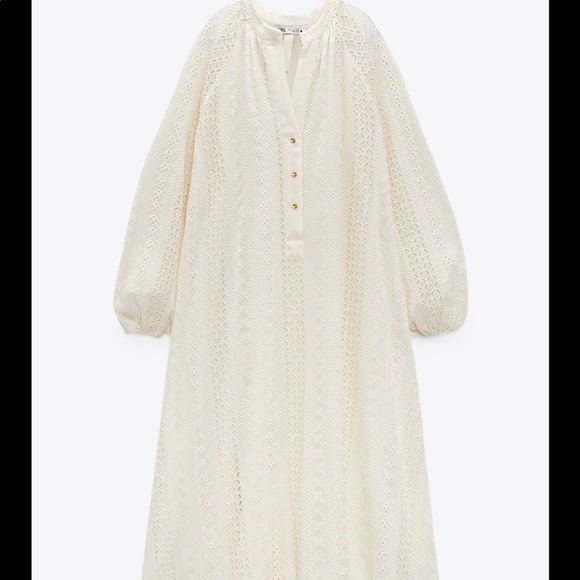 NWT ZARA OPENWORK EMBROIDERY MIDI DRESS - Picture 4 of 10
